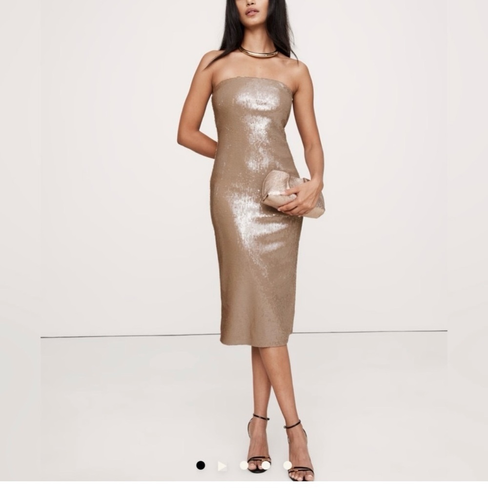 Banana Republic Gold Strapless Dress